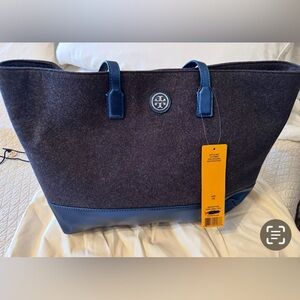 Tory Burch Emmy Dark Blue and Navy Tote